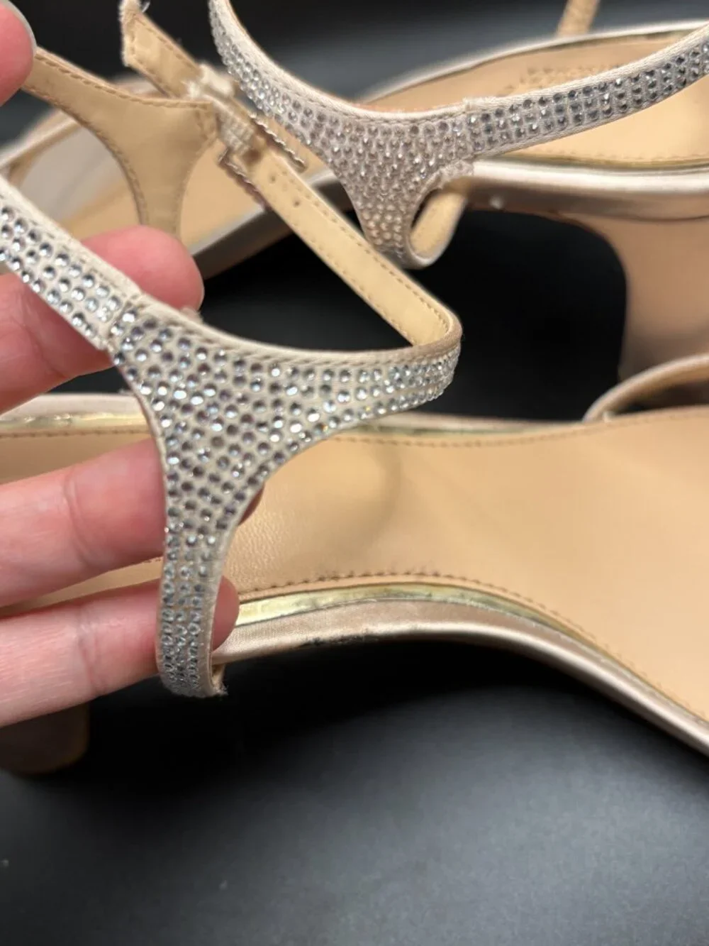 Jewel Badgley Mischka Omari II Sandals Sz 9 Rhinestone Block Heel Bridal Wedding